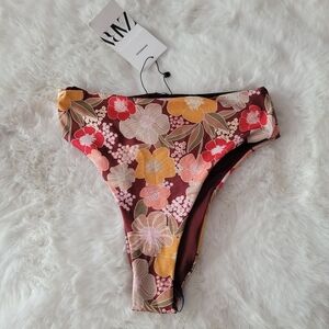 🍹ZARA BRAND NEW PRINTED HIGH WAIST BIKINI BOTTOM SIZE S
